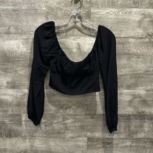 Kendall & Kyle Crop Long Sleeves Top with Smoked Back with side Zipper.